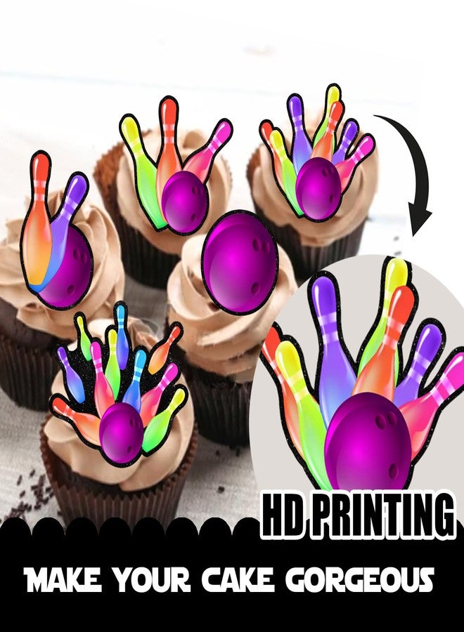 LETLIMIT 18pcs Colorful Glitter Bowling Ball Dessert Cupcake Topper Bowling Sport Theme Decor Supplies Boys Girls Happy Birthday Party Decorations - Image 3